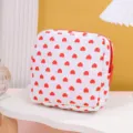 Quilted cosmetic bag cute red heart print makeup pouch portable zipper storage bag for women - Red Heart