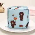 Jolie trousse de rangement carrée imprimé ours mignon pochette cosmétique portable - Ours Bleu
