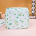 Joli sac de rangement carré à motif d'avocat, trousse zippée portable pour serviettes hygiéniques. - Avocat