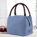 Sac à repas isotherme en toile étanche sac de transport pour déjeuner pique-nique bureau - Rayures bleu marine