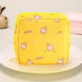 Cute yellow square sanitary napkin storage bag with sweet ice cream cartoon print for girls. - Yellow Ice Cream