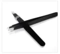 Stainless steel black eyebrow tweezers, professional slanted tip precise beauty tool. - Flat Head Style / Black