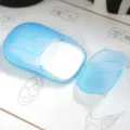 Portable travel disposable soap flakes in a blue plastic box for outdoor hand washing. - Blue