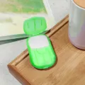 Portable disposable soap paper flakes box travel outdoor hand washing mini soap sheet case - Green