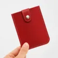 Red PU leather card holder with snap button, compact portable multi-card pocket for women. - 11*8cm / Red