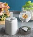 Automatic pop-up toothpick dispenser with clear detachable container for kitchen use. - Sky Gray