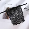 Black lace false collar modesty panel for V-neck outfits with delicate metal rings detail. - One Size / Black