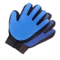 Pet grooming glove for cats and dogs, silicone deshedding brush mitt for pet hair removal. - Left Hand / Blue