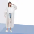 Transparent EVA Raincoat Long Hooded Waterproof Rain Poncho Unisex Adults Size 119cm - White
