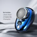 Portable mini electric shaver for men, rechargeable travel waterproof cordless face razor. - Color Boxed / SQ-026 Blue