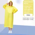 Yellow EVA long hooded raincoat for adults, waterproof lightweight rainwear poncho variant. - Yellow