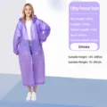 Long EVA hooded waterproof rain poncho for adults, portable reusable purple raincoat. - Purple