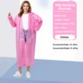 Thickened EVA Waterproof Long Raincoat Portable Hooded Rain Gear for Adults Unisex - Pink