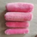 Pink plush handlebar covers for winter motorcycle electric bike, soft warm grip covers. - Four-Piece Set / Pink