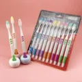 10-pack soft bristle charcoal toothbrushes with ceramic holders for family daily oral care. - 10 Piece Set / White