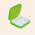 Portable 4-compartment green plastic pill box, mini travel medicine and jewelry organizer. - Green