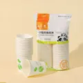 Disposable paper cups thickened household office tea cups set with cute panda packaging design. - 50 Pieces/Pack / White