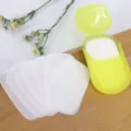 Portable disposable soap sheets in a yellow box, ideal for outdoor travel hand washing. - Yellow