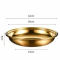 Stainless steel mixing bowl kitchen washing basin thick deep gold soup basin size 32cm - 32cm / Gold