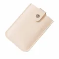 Minimalist PU leather card holder with snap button, compact portable card wallet for women. - 11*8cm / White