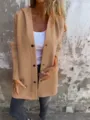 Women casual solid color hooded jacket in camel, stylish autumn outerwear variant. - 3XL / Brown
