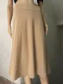 Women high waist elastic midi skirt casual khaki flared skirt color variant showcase - S / Khaki