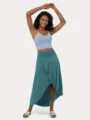 Women Summer Asymmetric Long Skirt Set Light Blue Crop Top and Teal Maxi Skirt SKU - XS / Light Blue