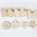 Lot de 9 formes de papillons et fleurs en bois brut pour loisirs créatifs - Ensemble De 9 / Couleur bois naturel