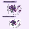 Detailed size chart for floral wall sticker showing received sheet and pasted dimensions - Purple Anemone And Rose Style (HY-M561) / 30x39cm