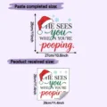 Funny Christmas HE SEES YOU pooping slogan toilet sticker product size dimensions detail - Funny English (HY-M605) / 29x29cm