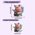 Size chart showing 24cm received and 22cm pasted funny pig toilet wall sticker dimensions. - 1 Piece / Pig Reading Newspaper (24x24cm)