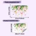 Size chart showing finished 18x27cm dimensions for floral vine wall stickers. - HY-M591 / 20x29cm