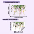 Detailed dimensions for floral vine wall stickers showing completed and received sizes. - HY-M592 / 20x29cm