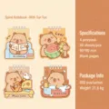 Schattige cartoon capybara spiral notitieboek set, 40 vellen lege binnenpagina's, 90x90mm mini. - Capibara Stijl