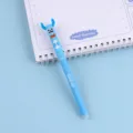 Cute blue erasable gel pen with cartoon character cap, smooth writing stationery for students. - Elf