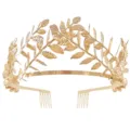 Elegante gouden laurierblad bruidskroon haarband in barokstijl voor huwelijksfeest - FG250 (FG250)