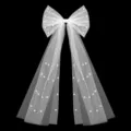 Eleganter weißer Netz-Haarclip mit Schleife, Perlenverzierung und langen Bändern - Weiß