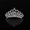 Sparkling silver rhinestone princess crown hair comb for children's hair accessories - Silver White Rhinestone