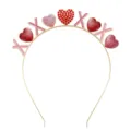 Close-up view showing glitter hearts and XOXO letters on golden Valentine's Day headband - Heart Crystal Headband (FG201)