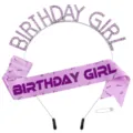 Sparkling purple BIRTHDAY GIRL rhinestone headband and satin sash set for birthday party - Purple Jewelry Set / Purple