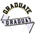 Graduation GRADUATE headband and white sash set with elegant gold foil lettering - One Size / Graduation Headband Sash Set