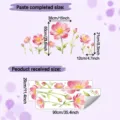 Dimensions of pink poppy wall stickers showing pasted size and sheet layout - 30x90cm / Pink Gradient Poppy (HY-C127) / 2 Pieces