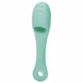 Silicone mini massage brush variant in light green color, soft material with cute facial design. - Green