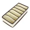 Fabric underwear organizer box with multiple compartments for socks, ties, and bras storage. - 6 Compartments (32x16x10cm) / Beige