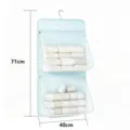 Hanging mesh storage organizer with double tiers, light blue trim, space-saving closet holder. - 2-Tier / Blue