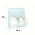 Hanging mesh underwear storage bag wardrobe organizer for bras and socks in light blue. - 1 Layer / Blue