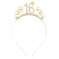 Eleganter goldener Haarreif zum 16. Geburtstag mit funkelnden Strasssteinen - 16. Geburtstag Stil / Gold