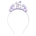 Lila Geburtstags-Prinzessinnen-Haarreif mit einem strassbesetzten Design der Zahl 16 - 16. Geburtstag Stil / Lila
