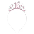 Elegantes rosa Strass Sweet 16 Geburtstag Tiara Prinzessin Stirnband für Mädchen - 16. Geburtstag Stil / Silber Mit Rosa Strass