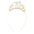Elegantes goldenes Diadem zum 70. Geburtstag mit Strasssteinen für Damen Party-Haarschmuck. - 70. Geburtstag Stil / Gold